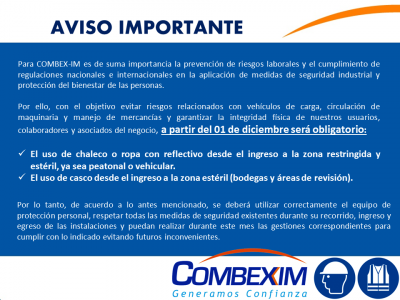 AVISO - uso de chaleco o ropa con reflectivo -